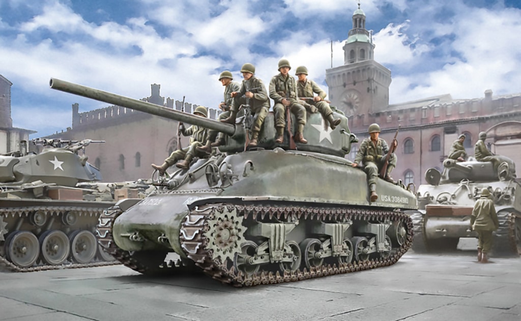 6568_01 Italeri M4A1 Sherman With 7 Infantry Fig C 6568 - Image 1