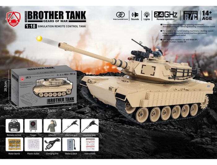 Brother Tank RC Tank 1/18th Usa M1A2 Desert Storm BT-829 - Image 9