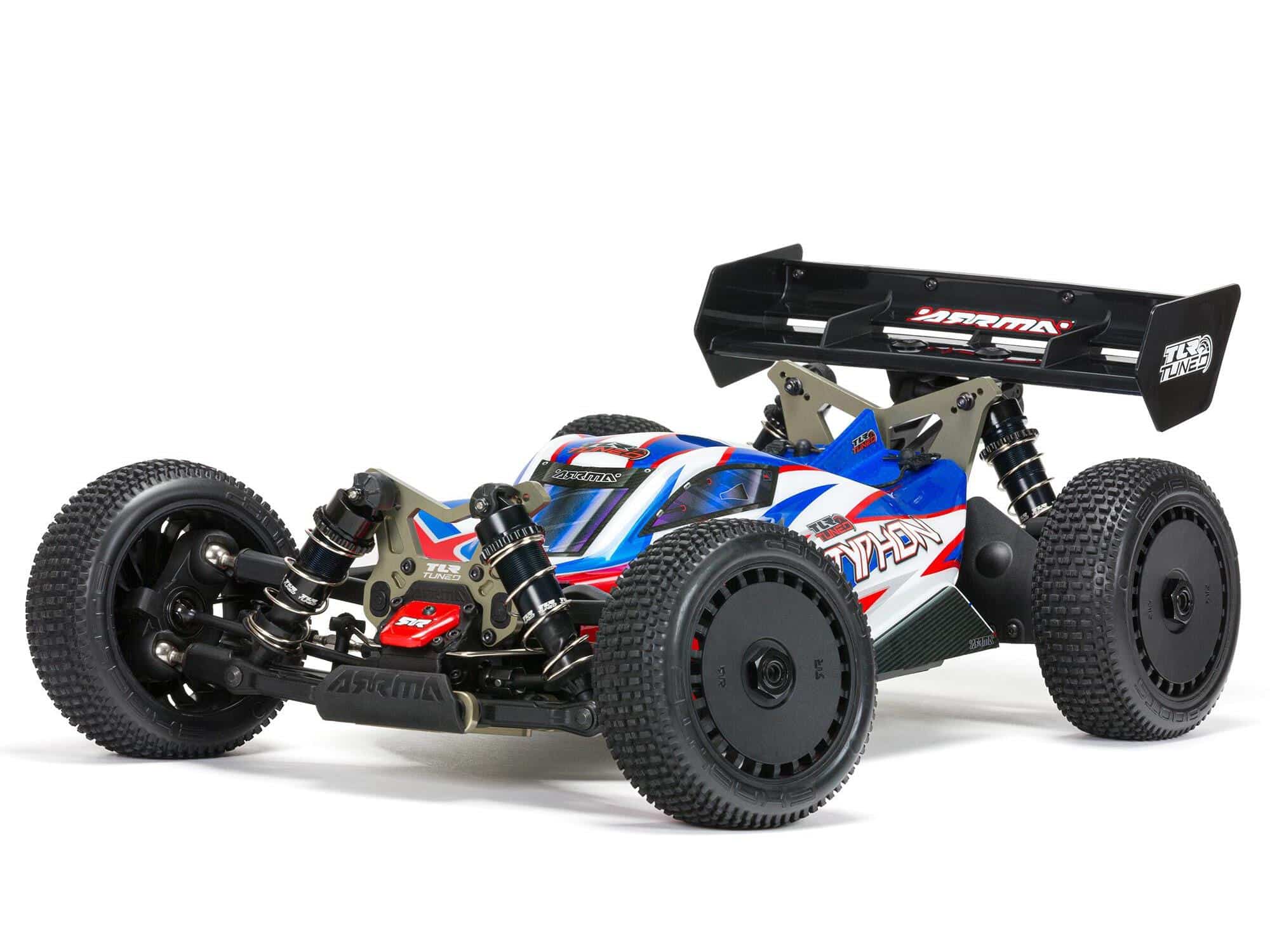 C-ARA8406 TLR 1/8 TLR Tuned Typhon 6S 4WD BLX Buggy RTR, Red/Blue ARA8406 - Image 1