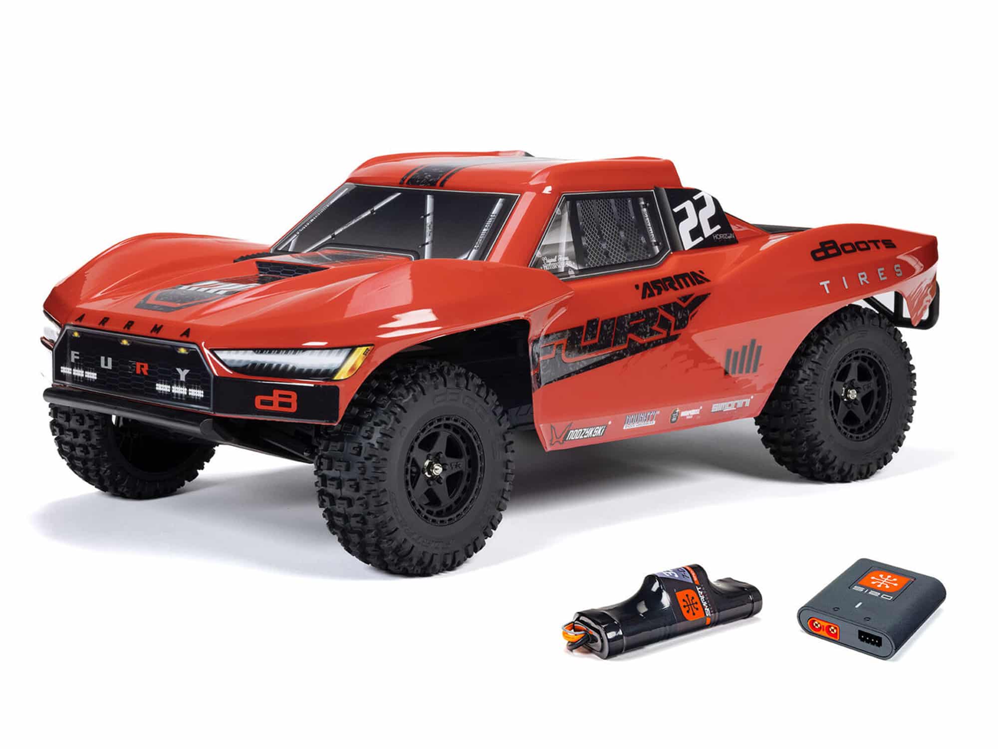 C-ARA3221ST1 Arrma 1/10th Fury Mega 550 RTR (With Battery & Charger) Red ARA3221ST1 - Image 1