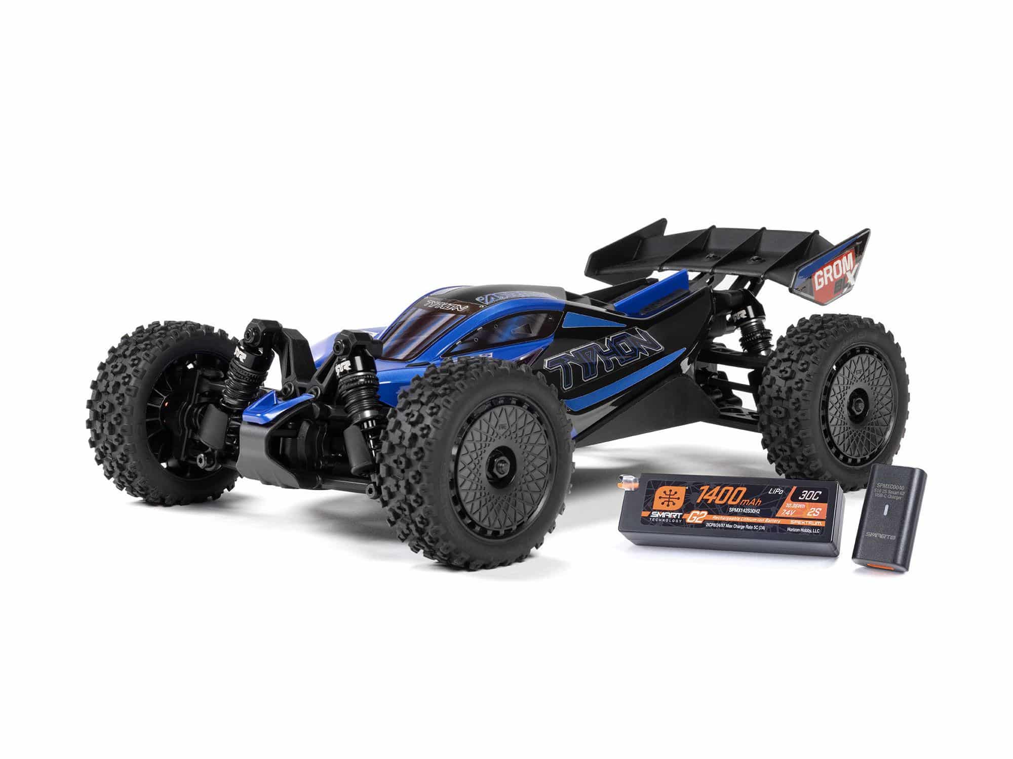 C-ARA2306T1_E-1 Arrma 1/18 Typhon GROM 223S BLX 4X4 with Batt/Charger Blue ARA2306ST2 - Image 1