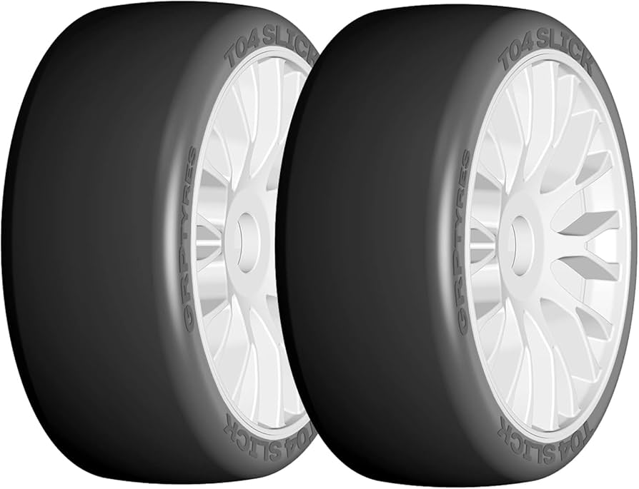GTH04-XB1 GRP 1/8th GT Tyres T04 Slick XB1 Ultra Soft 20 Spoked FLEX White Wheel (1pr) GTH04-XB1 - Image 1