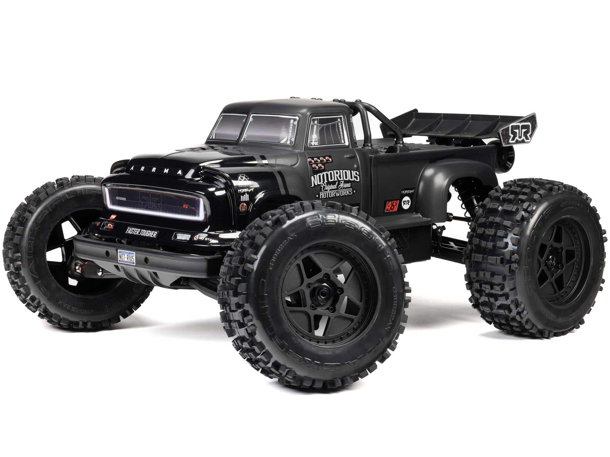 C-ARA8611V6T1 Arrma 1/8th Notorious 6S V6 4X4 BLX Stunt Truck RTR Black ARA8611V6T1 - Image 1