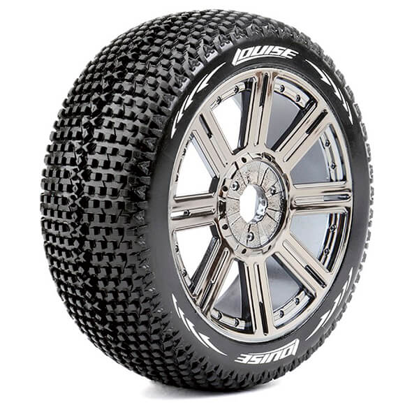 L-T3104VBC Louise RC B-Turbo 1/8 FR/RR Super Soft Hex 17mm Spoke Black Chrome L-T3104VBC - Image 1
