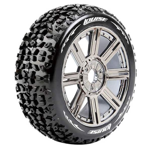 L-T3108SBC Louise RC B-Mazinger 1/8 FR/RR Soft Hex 17mm Spoke Black Chrome L-T3108SBC - Image 1