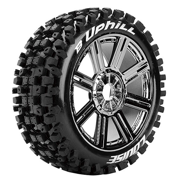 L-T3271SBC Louise RC B-Uphill 1/8 FR/RR Soft Hex 17mm Spoke Black Chrome L-T3271SBC - Image 1