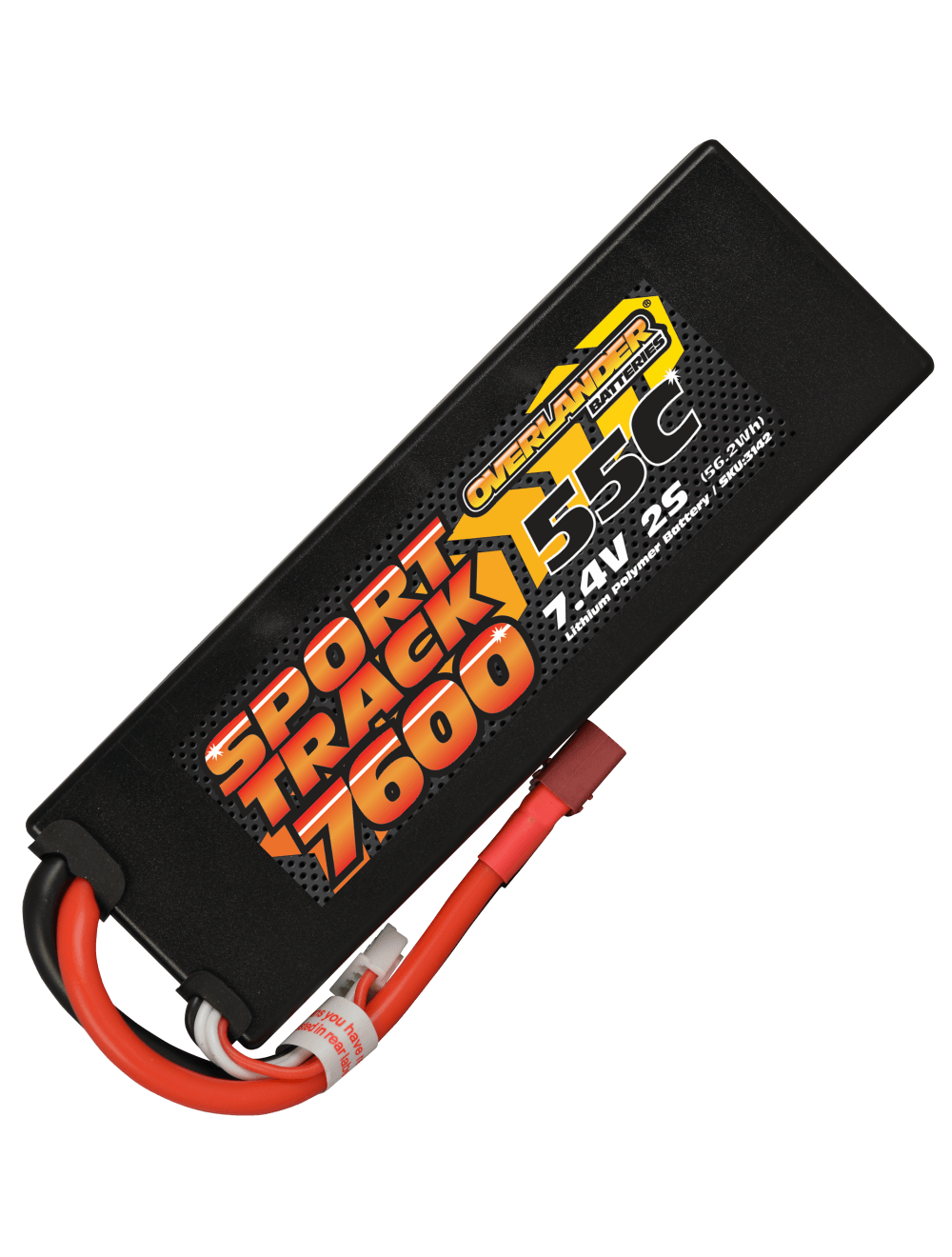 3142 Overlander LiPo 7.4v 2s 7600mAh 55C Hard Case Sport Track 3142 - Image 1