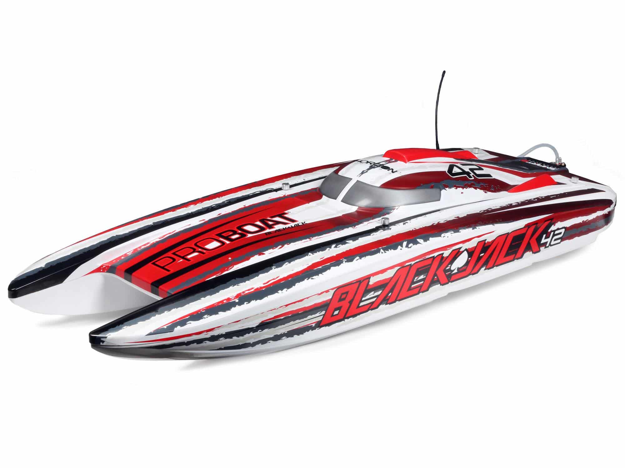 B-PRB08043T2 ProBoat Blackjack 42" 8S Brushless Catamaran RTR White/Red - Image 1
