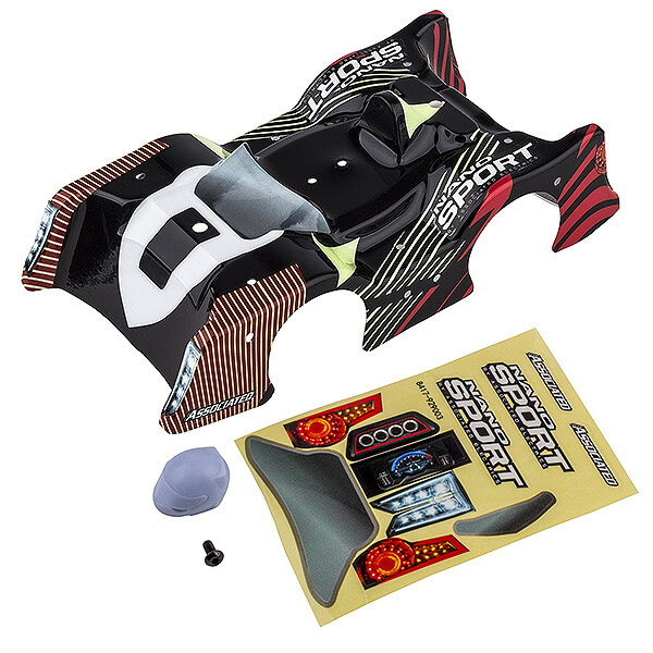 AS21602 Team Associated Nano Sport Red/Black Bodyshell W/Decals AS21602 - Image 1