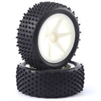 FAST0046S Fastrax 1/10Th Mounted Buggy Tyres Lp 'Stub' Front (Spoked) FAST0046S - Image 1