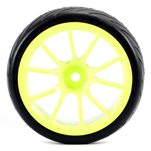 FAST0072Y Fastrax 1/10 Street/Tread Tyre 10Sp Neon Yellow Wheel FAST0072Y - Image 1