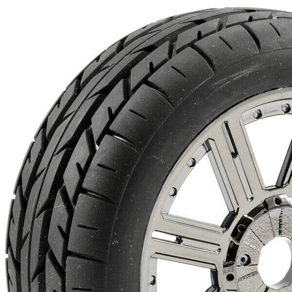 FAST1015BC Fastrax 1:8Eagle Tread Mounted On 8-Spoke Black Chrome (Pr) FAST1015BC - Image 1