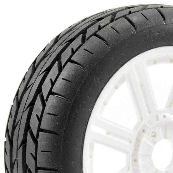 FAST1015W Fastrax 1:8Eagle Tread Mounted On 8-Spoke White (Pr) FAST1015W - Image 1