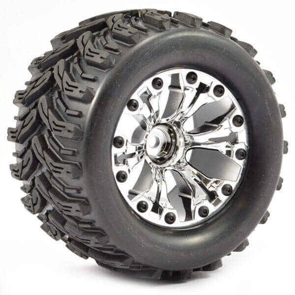 FAST1230C Fastrax 1:10 Mt Arrow Mounted 6-Spoke Chrome Bearing (Pr) FAST1230C - Image 1