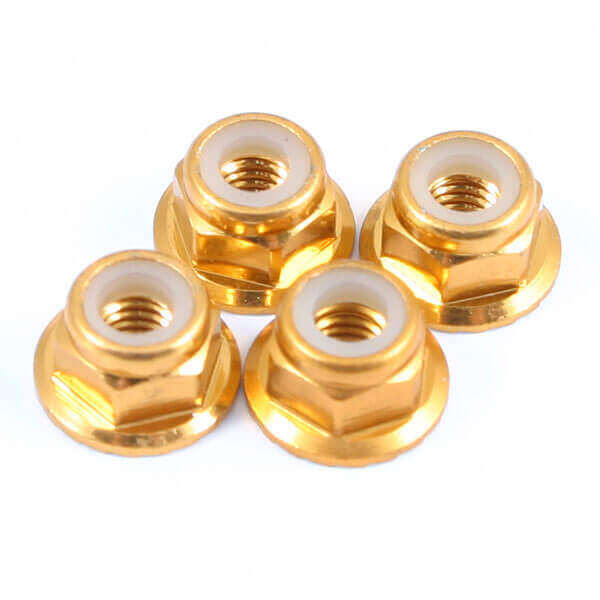 FTM4GF Fastrax M4 Gold Flanged Locknuts 4Pcs FTM4GF - Image 1