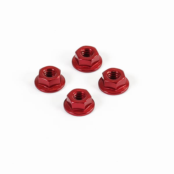 FTM4RS Fastrax M4 Red Serrated Aluminium Locknuts 4Pcs FTM4RS - Image 1