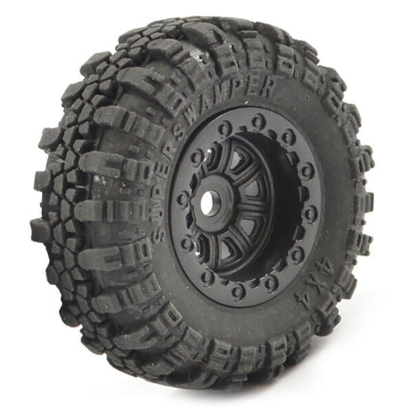 FTX8859BK FTX Outback Mini Swamper Tire & Wheel Set - Black (4Pc) FTX8859BK - Image 1