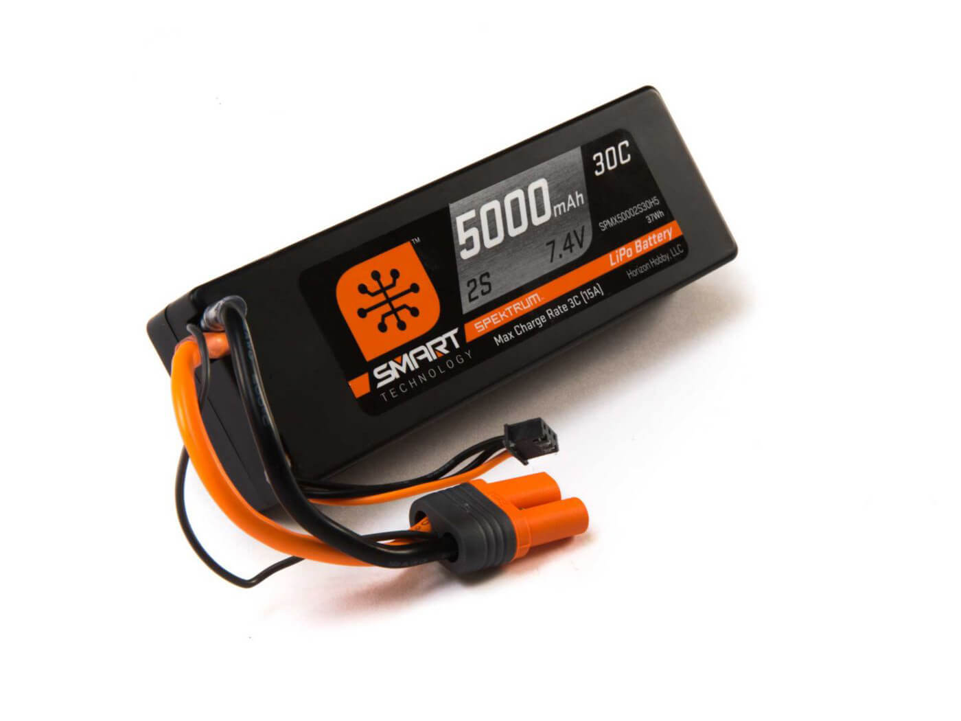 O-SPMX50002S30H5 Spektrum 5000mah 2S 7.4V Smart LiPo 30C; Hardcase, IC5 SPMX50002S30H5 - Image 1