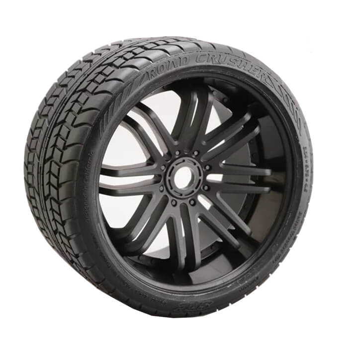 SRC0001B-1 Sweep Road Crusher Belted Tyre Black 17mm Wheels 1/4 Offset SRC0001B (2) - Image 1