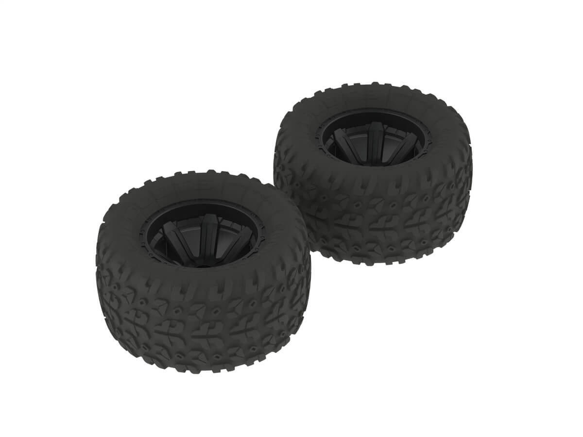 Z-AR550014 Arrma Copperhead MT Tire/Wheel Glued Black (2) AR550014 - Image 1
