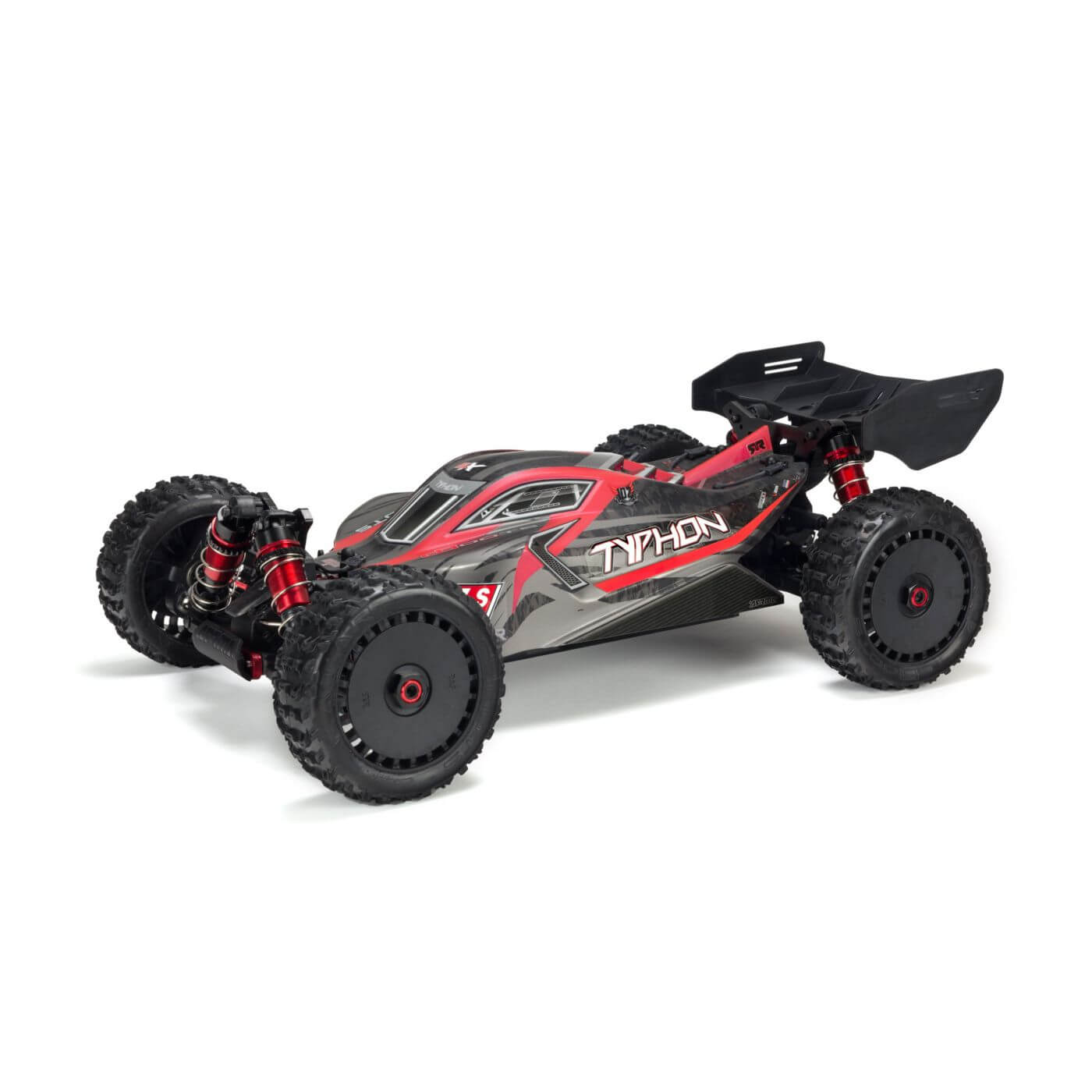 Z-ARA406120 Arrma Body Painted w/Decals Typhon 6S Black/Red ARA406120 - Image 1