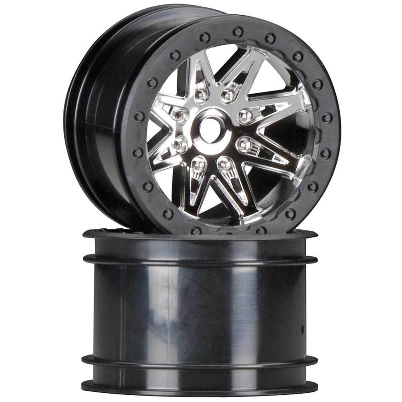 Z-AX08137 Axial 2.2 Rebel Wheels 41mm Wide Chrm/Blk (2) AX08137 - Image 1