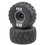 ECX Rt/Lft Tire, Prmnt, Gray Whl (2): 1:10 2WD Axe MT ECX43015