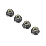 Team Losi Racing Black Alum Flanged Locknut, M4 x 0.7mm x 7mm (4) TLR236009