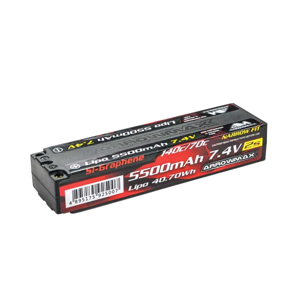 am700120_1 Arrowmax Lipo 5500mAh 2S TC Narrow - 7.4v - 70C AM700120 - Image 1