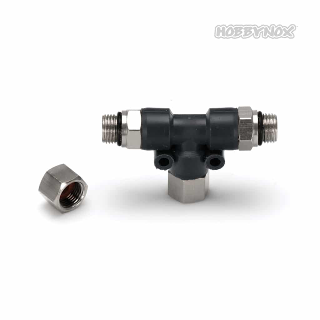 hn014-00_1 Hobbynox Airbrush T-Coupler G1/8 - 1 Female Block Nut HN014-00 - Image 1