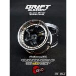 DS Racing Drift Element Wheel Hi Gross Black, Chrome Lip, Gold Rivets (2pk) DE-013