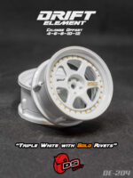 DS Racing Drift Element Wheel Triple White with Gold Rivets (2pk) DE-004 - Image 2